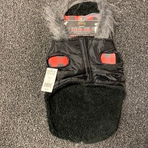 Woof dog puffer jacket with “fur” trim MEDIUM